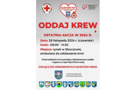 Ambulans do oddawania krwi na skoczowskim rynku 