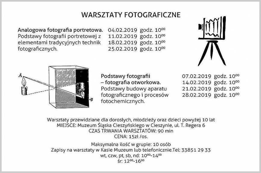 "Podstawy fotografii - fotografia otworkowa"  warsztaty fotograficzne