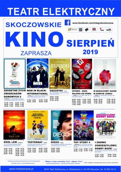 Skoczowskie Kino - sierpień 2019
