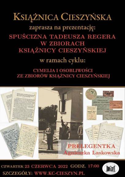 Prezentacja „Spuścizna Tadeusza Regera w zbiorach Książnicy Cieszyńskiej”